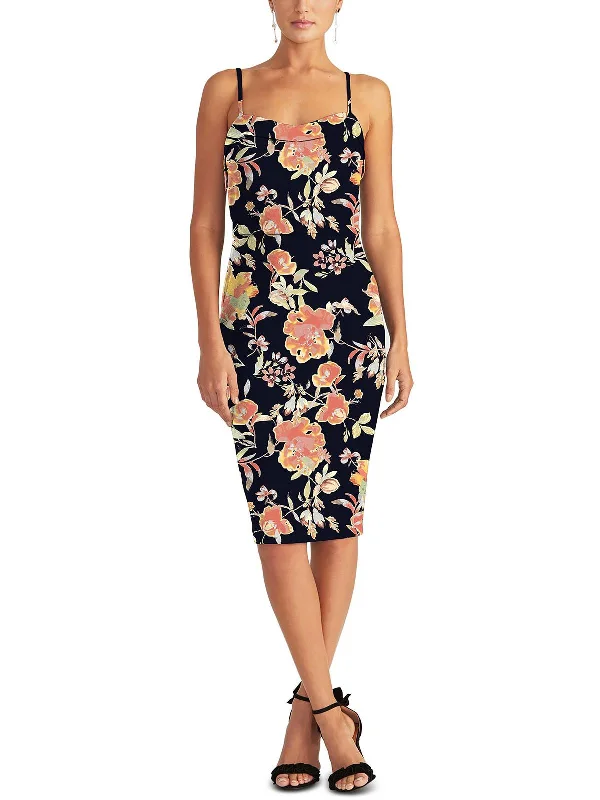 Womens Floral Print Knee Length Sheath Dress