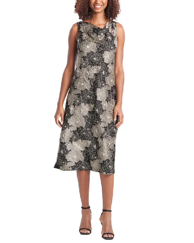 Natori Semi Circle Silk Midi Dress