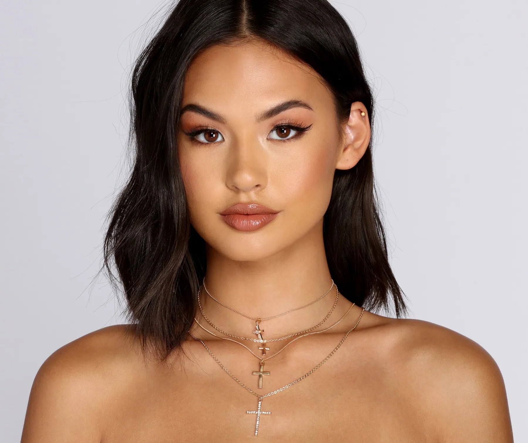 Cross Charm Pendant Necklace Set