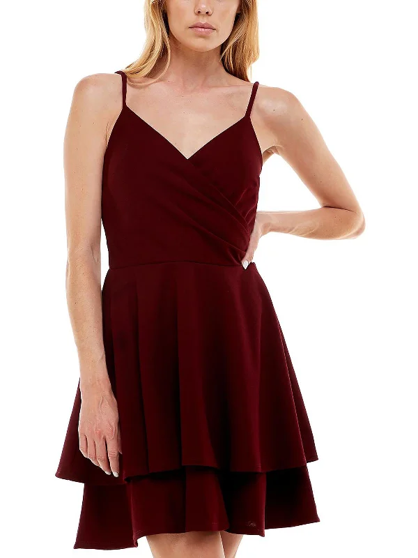 Juniors Womens Spaghetti Strap Short Cocktail and Party Dress