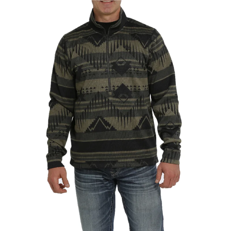 Cinch® Men's Aztec Printed Olive Fleece Pullover MWK1558002