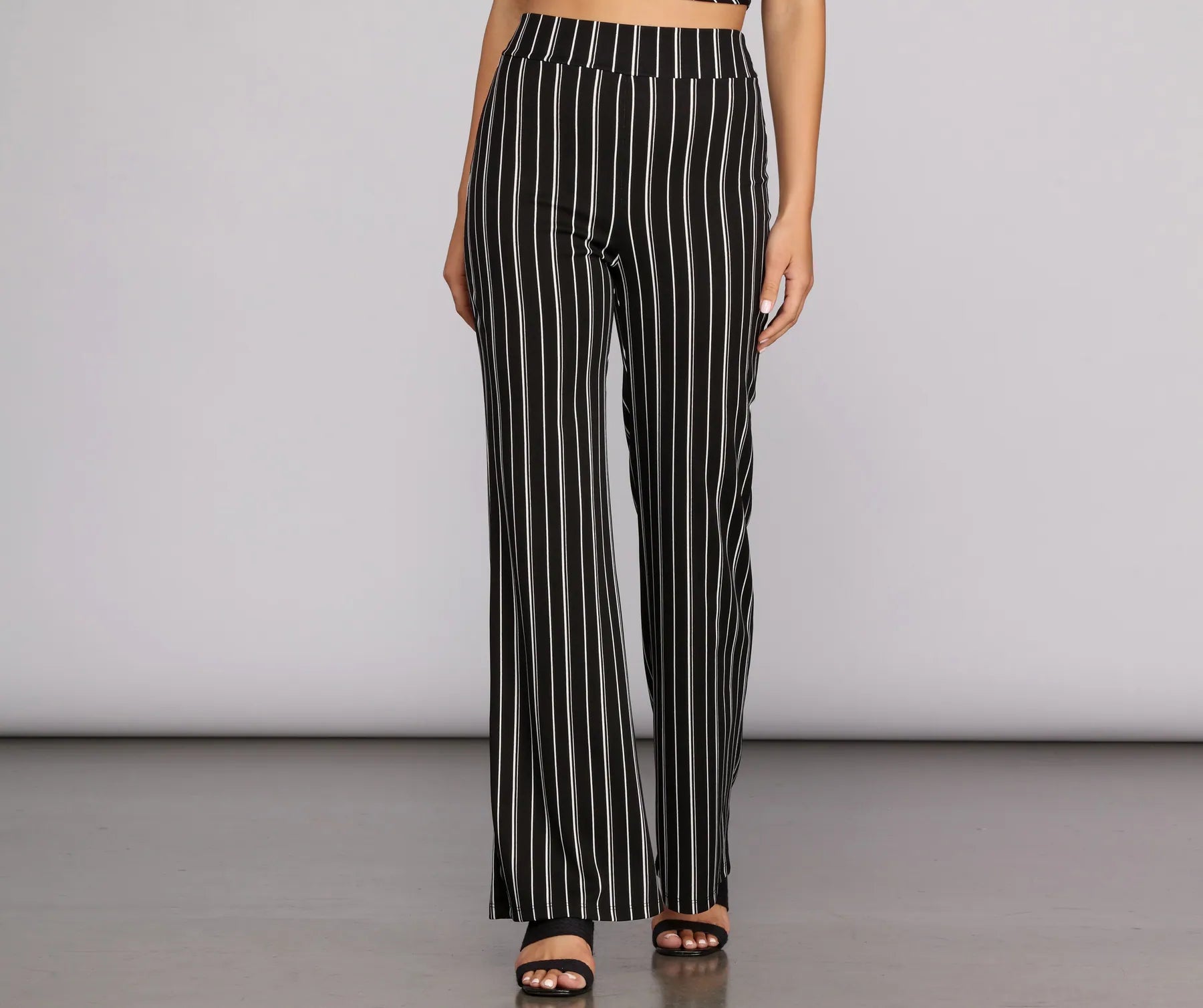 Sleek In Stripes High Waist Pants