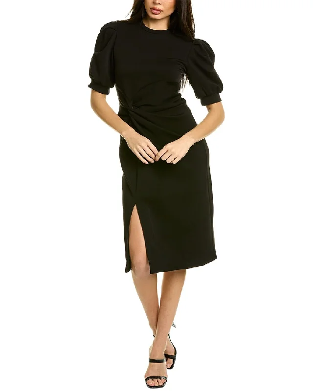 Gracia Puff Shoulder Sleeve Tight Center Leg Slit