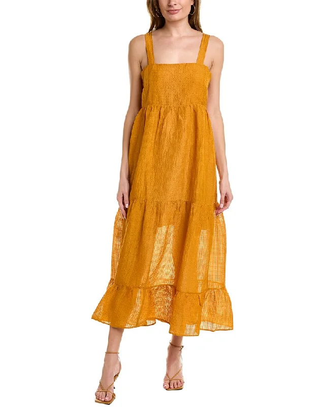 Marie Oliver Petra Silk & Linen-Blend Maxi Dress