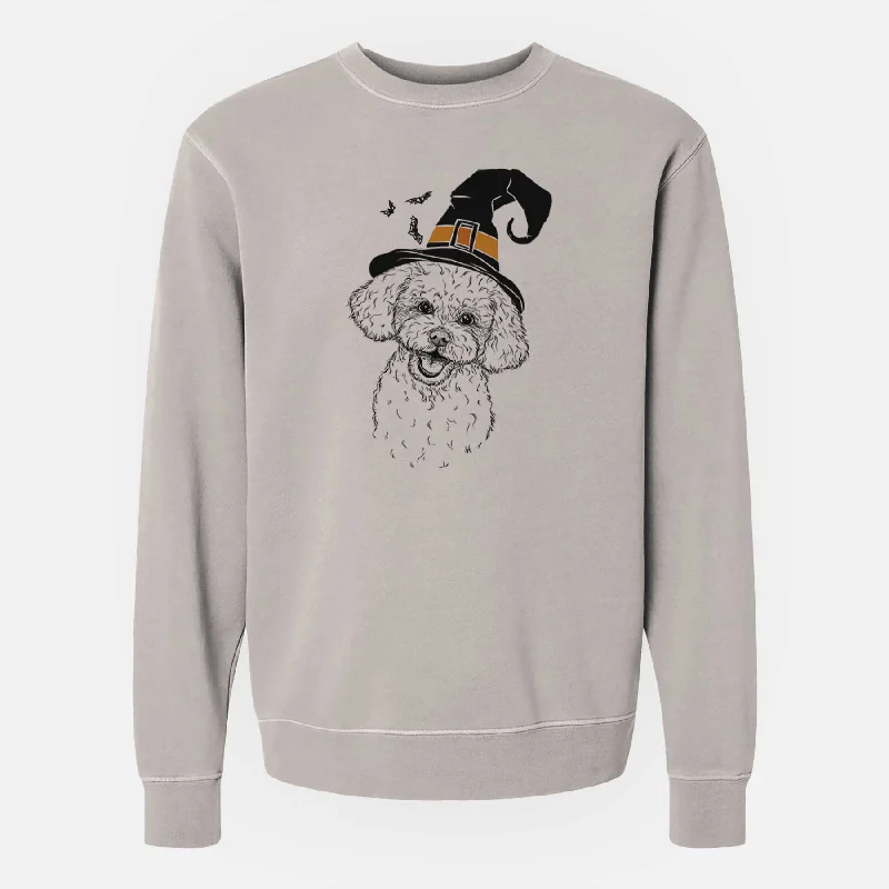 Witch Caesar the Bichon Frise - Unisex Pigment Dyed Crew Sweatshirt