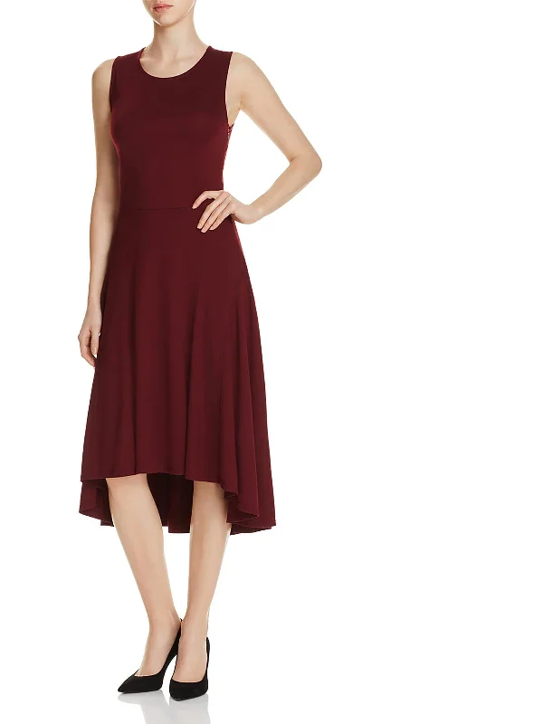 Womens Solid High-Low Fit & Flare Dress