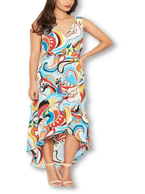 Womens Printed Long Midi Dress