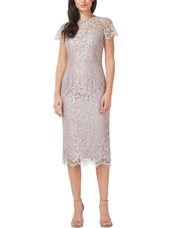 Womens Metallic Lace Cocktail and Party Dress