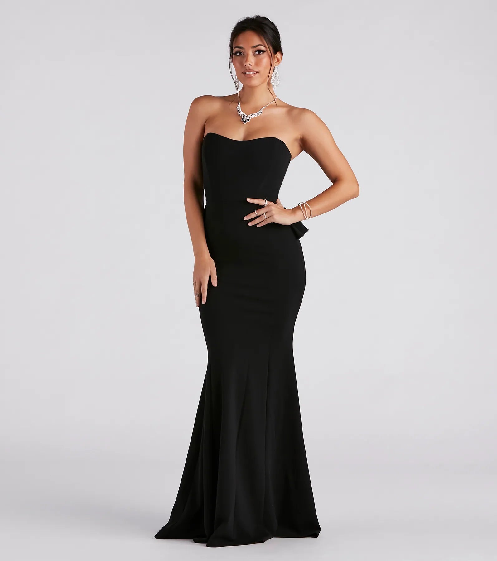 Breanne Strapless Ruffled Back Mermaid Dress