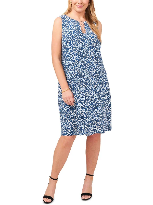 Plus Womens Printed Knee-Length Shift Dress