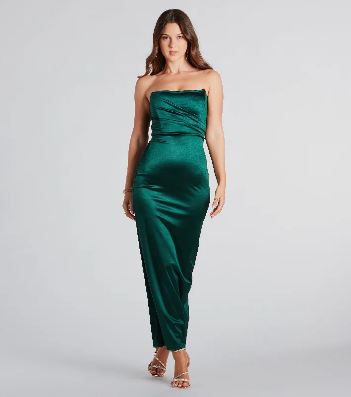 Leana Formal Satin Strapless Long Dress