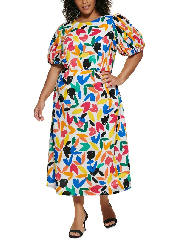 Plus Womens Cotton Printed Maxi Dress