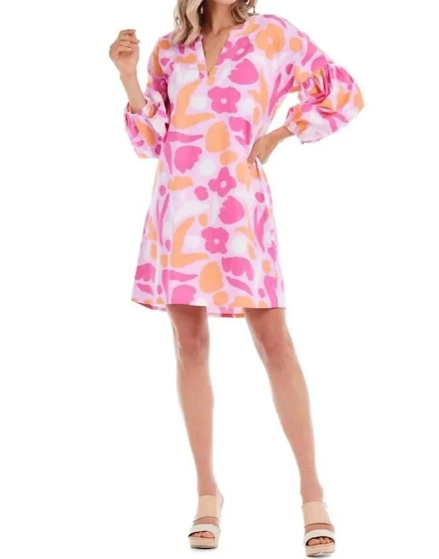 Pam Balloon Sleeve Dress in Pink