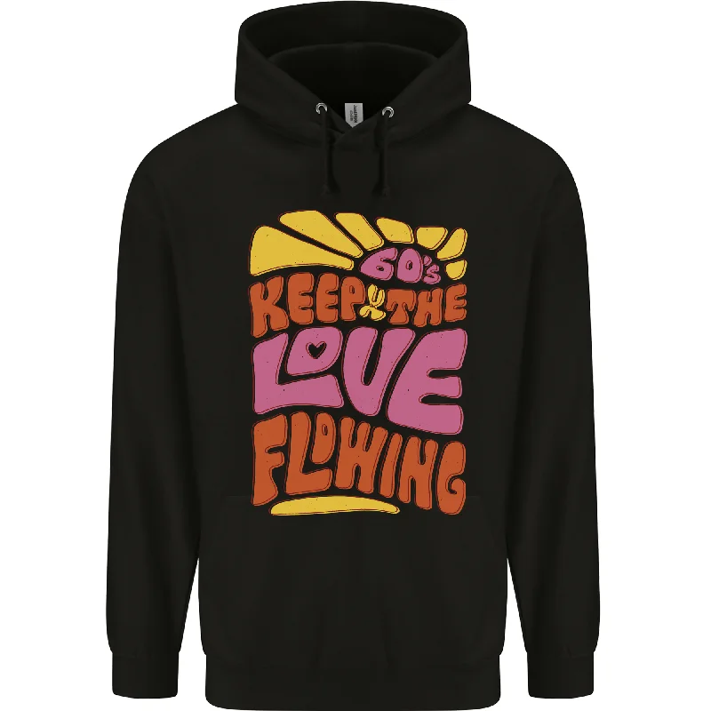 60s Keep the Love Flowing Funny Hippy Peace Mens 80% Cotton Hoodie