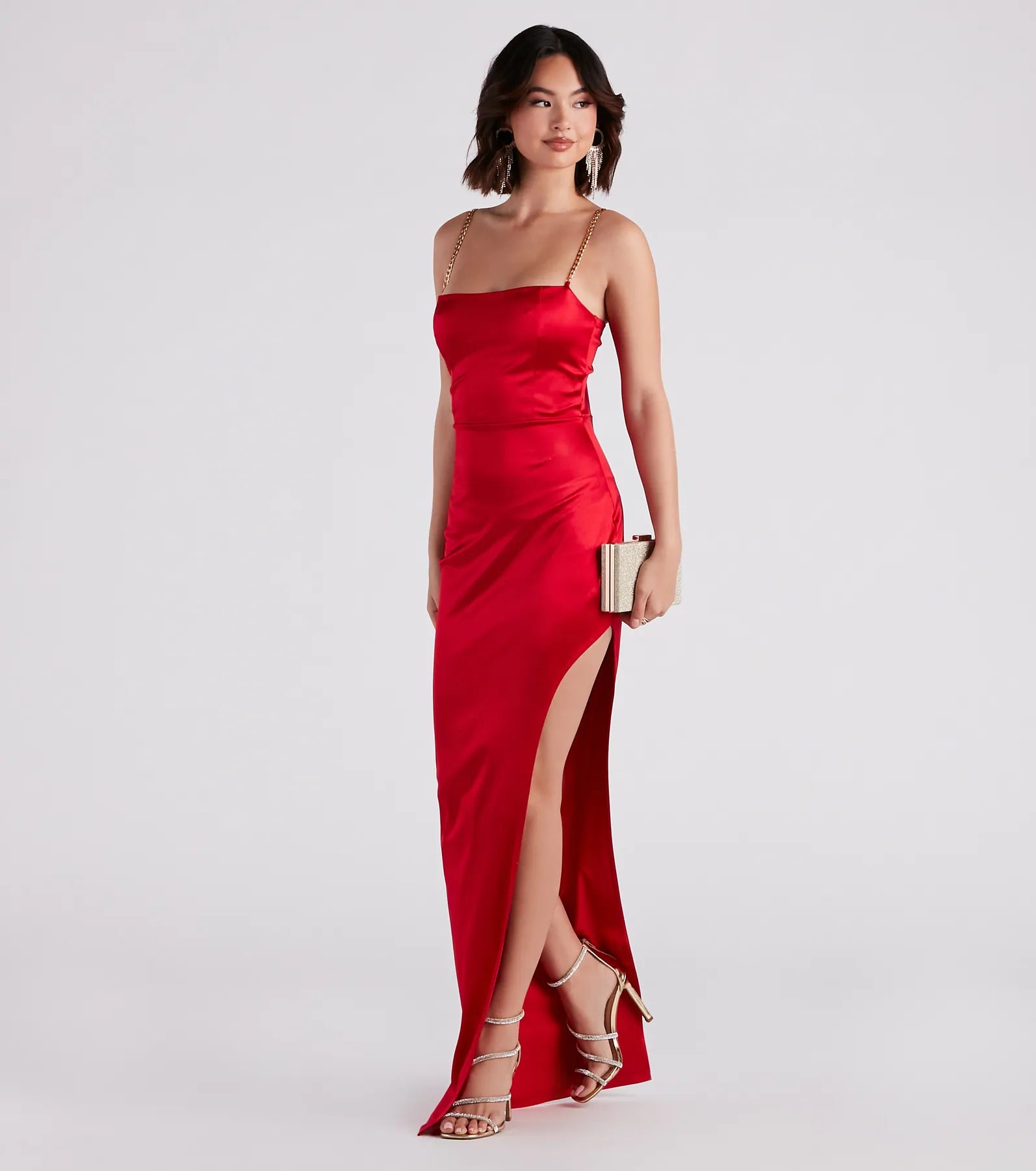 Deb Formal Satin Chain Strap Dress