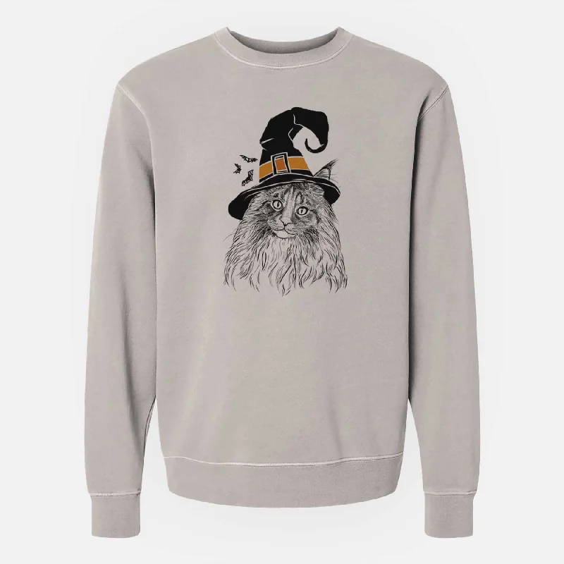 Witch Kiki the Maine Coon Cat - Unisex Pigment Dyed Crew Sweatshirt