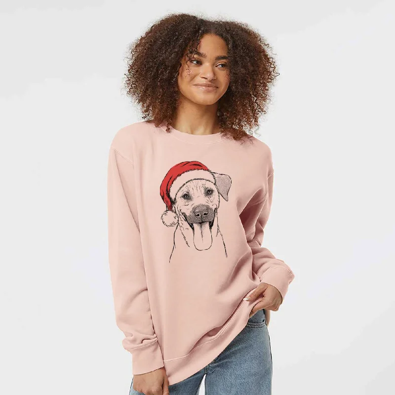 Santa Koda the Black Mouth Cur - Unisex Pigment Dyed Crew Sweatshirt