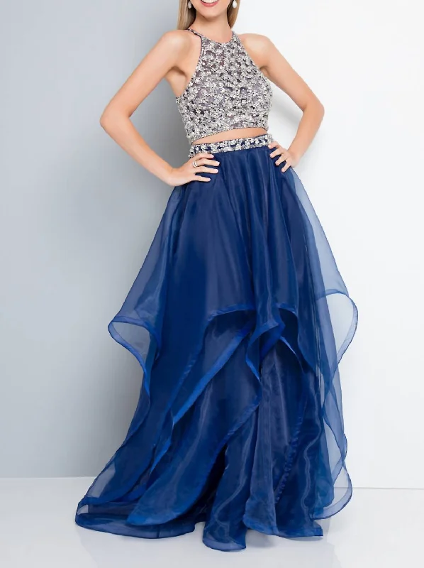 2-Piece Long Dress in Navy