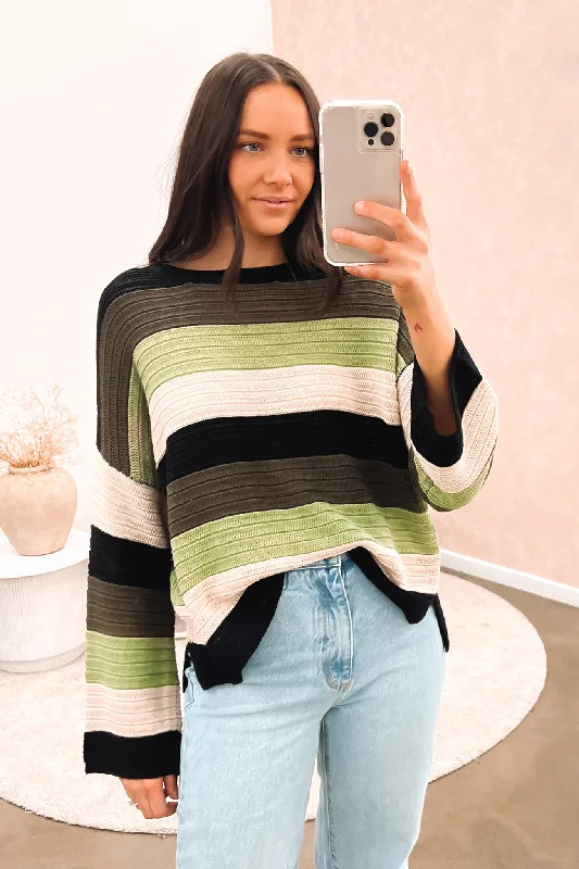 Shevonne Knit Green Multi Stripe