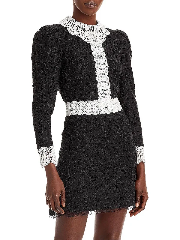 Womens Lace Mini Fit & Flare Dress