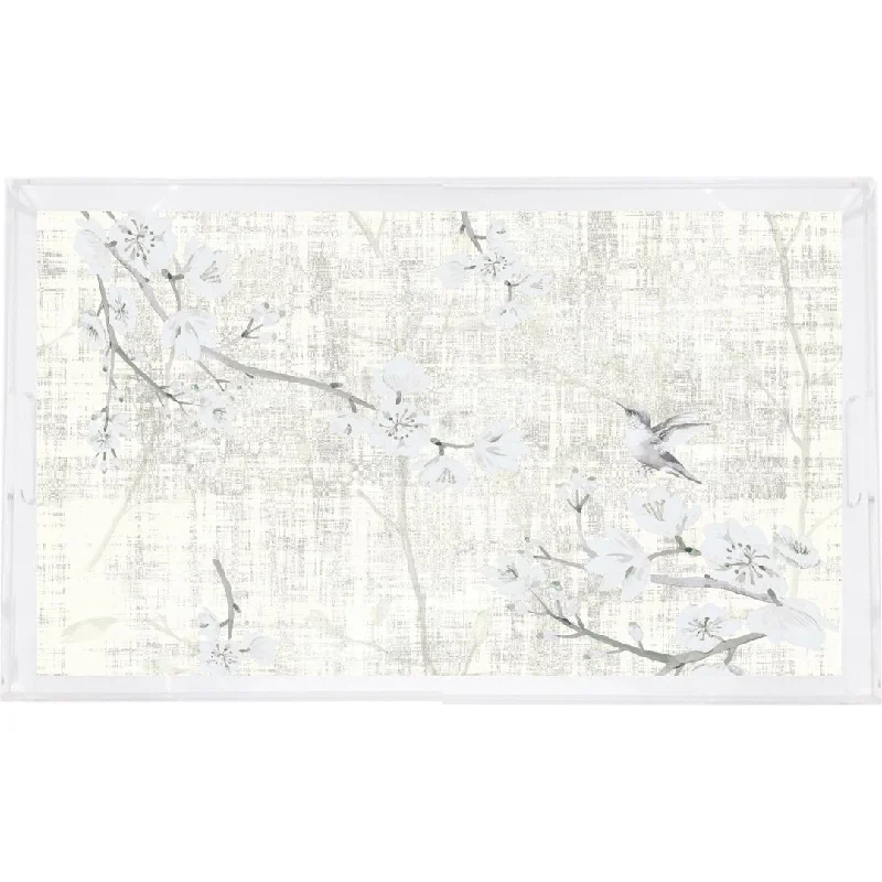 BLOSSOM FANTASIA Ivory 22.5X14.5 ACRYLIC TRAY