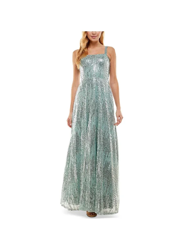 Juniors Womens Sequin Sleeveless Evening Dress