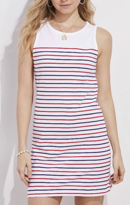 Striped Nantucket Shift Dress in Lighthouse Red