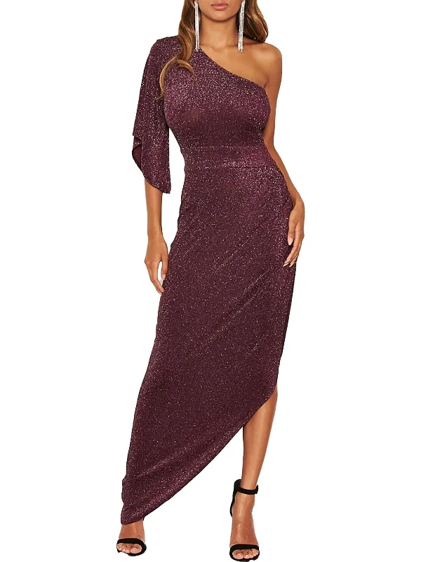 Womens Glitter Hi-Low Cocktail and Party Dress