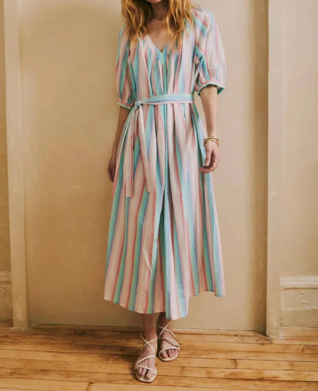 Cici Dress in Pastel Woven Stripe