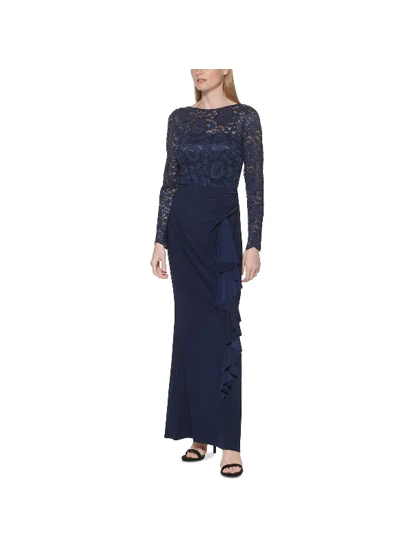 Womens Lace Sequined Evening Dress