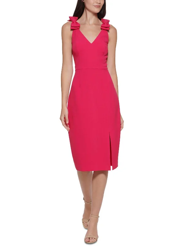 Womens Crepe Sleeveless Sheath Dress